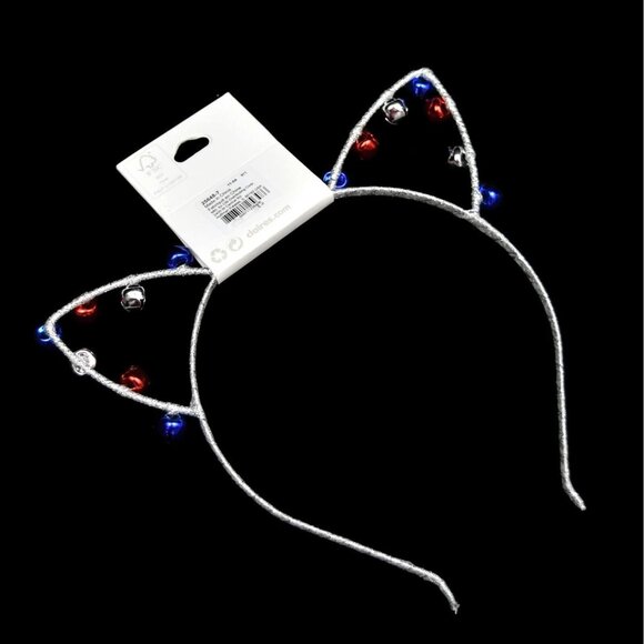 Claires Cats Ears Headband with Red White Blue Bells Red Silver Blue Patriotic - Picture 4 of 5